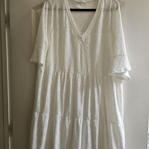 Chic Soul White Ruffled Bell Sleeve Sundress